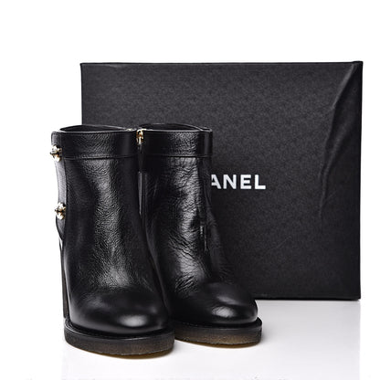 Chanel Goatskin CC Turnlock Ankle Boots Black 9 of 9