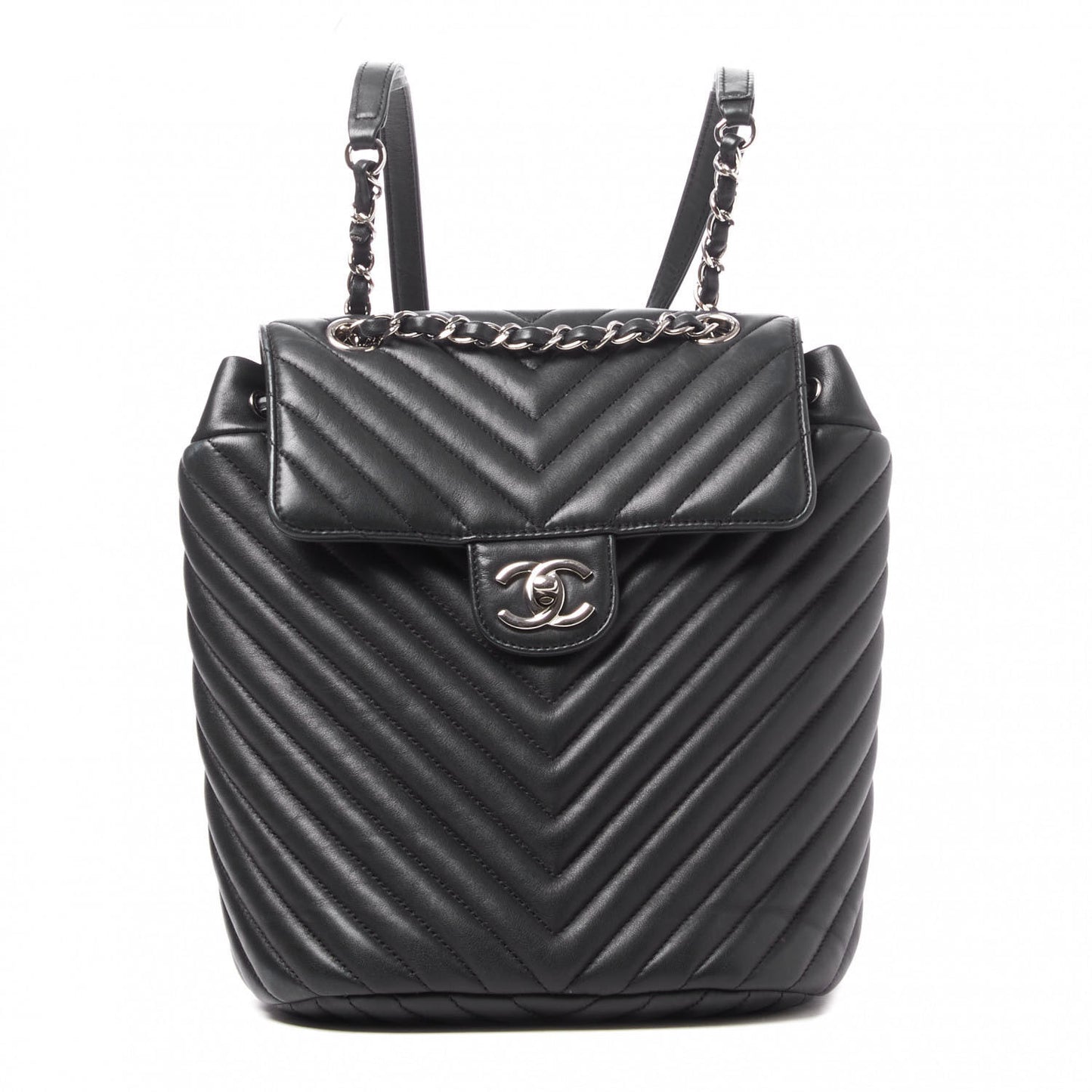 Calfskin Chevron Quilted Small Urban Spirit Backpack Black