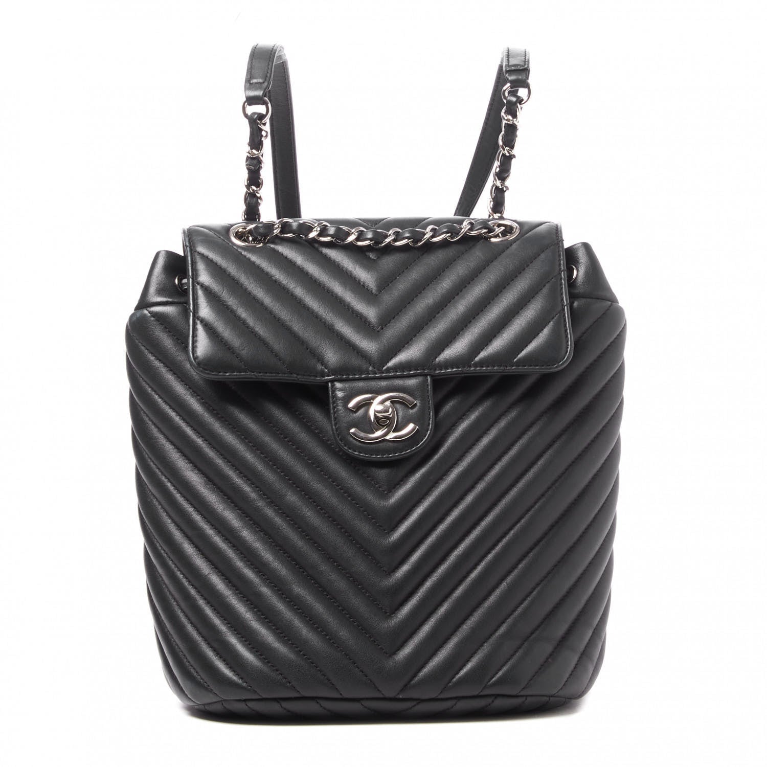 Chanel Calfskin Chevron Quilted Small Urban Spirit Backpack Black 1 of 9