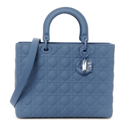 Christian Dior Ultra Matte Calfskin Cannage Large Lady Dior Blue 1 of 10