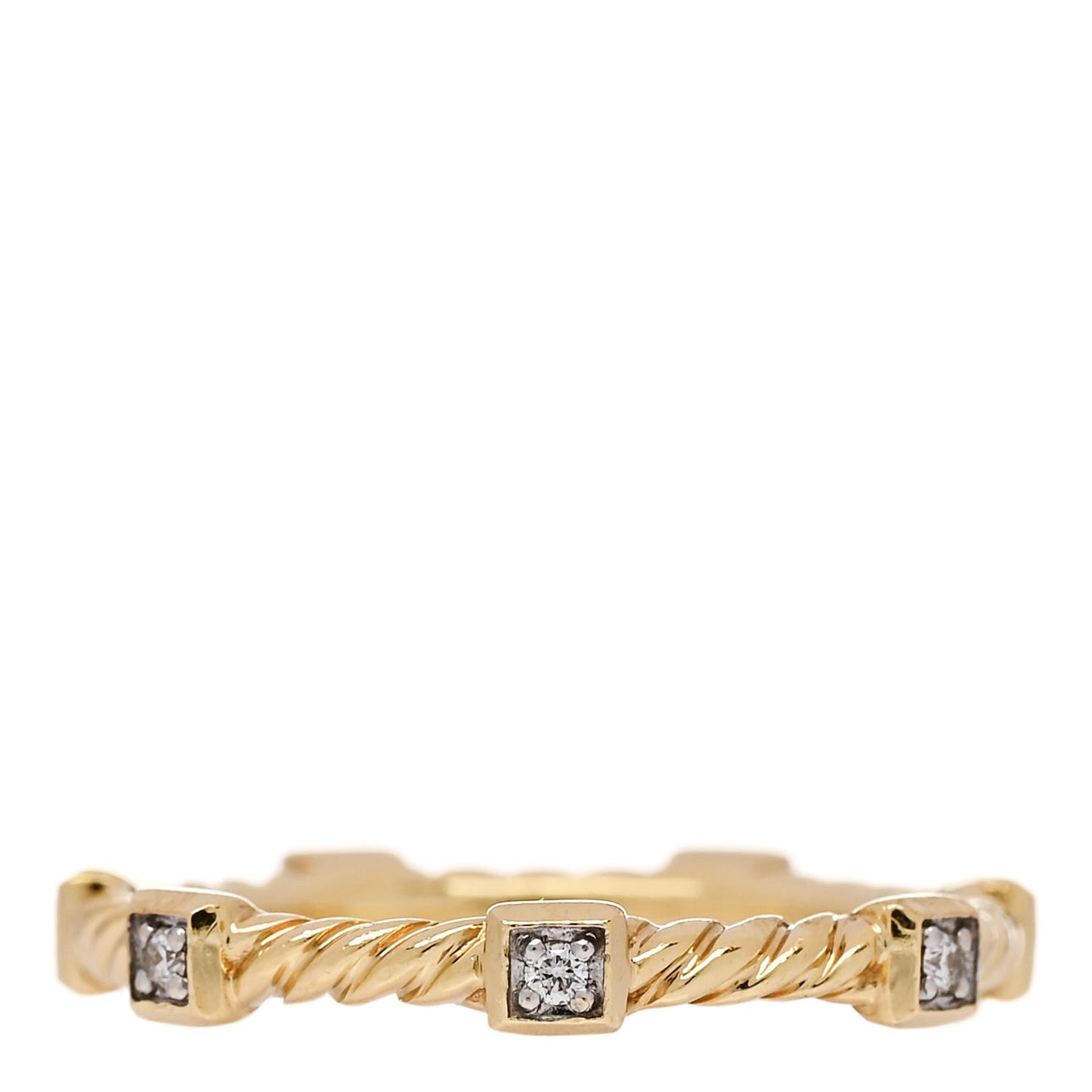 18K Yellow Gold Diamond Cable Collectibles Stack Ring 51 5.75