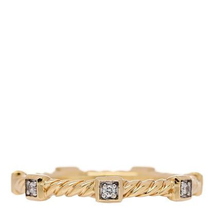 David Yurman 18K Yellow Gold Diamond Cable Collectibles Stack Ring 51 5.75 3 of 4