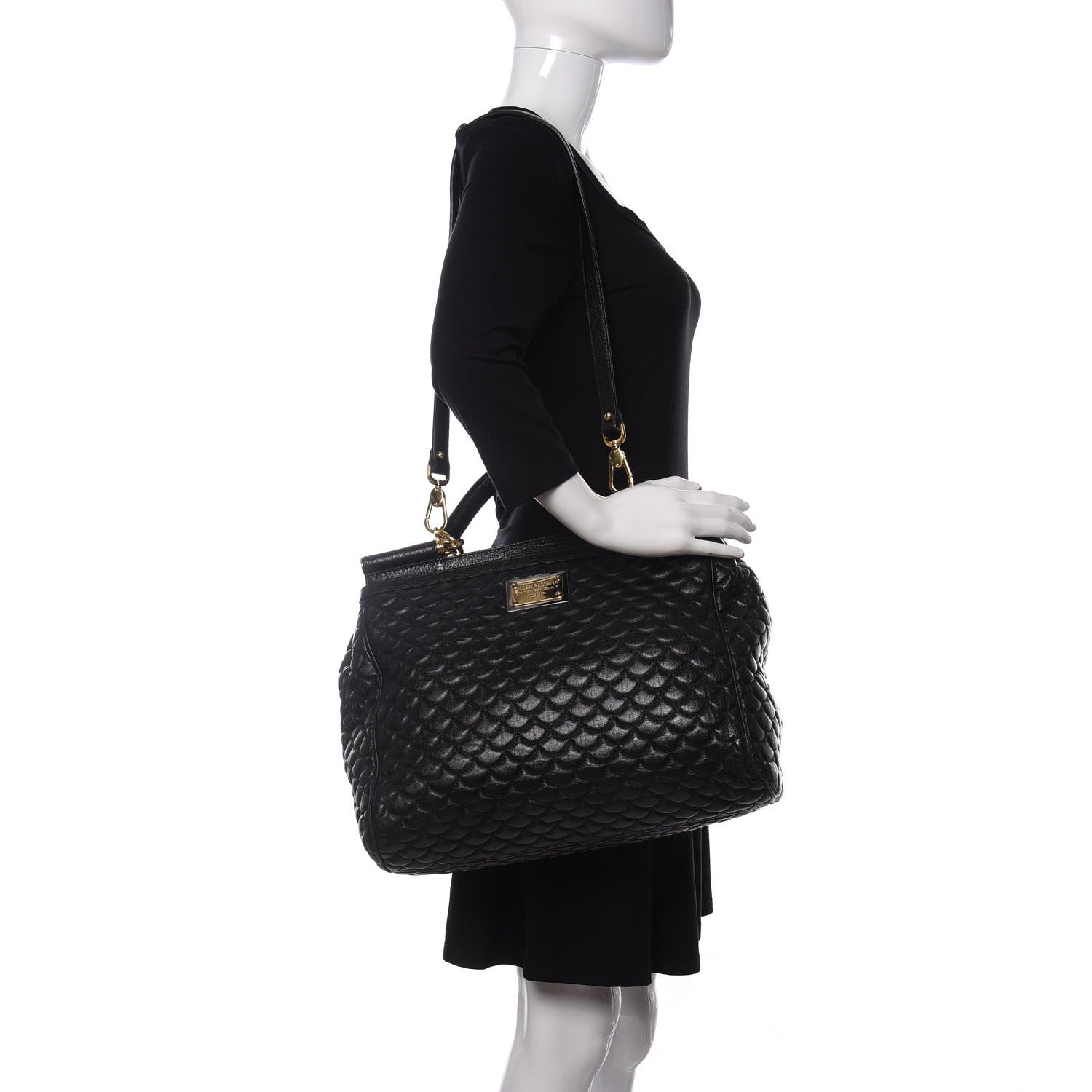 Dolce & Gabbana Calfskin Quilted Extra Large Miss Sicily Satchel Black 2 of 13