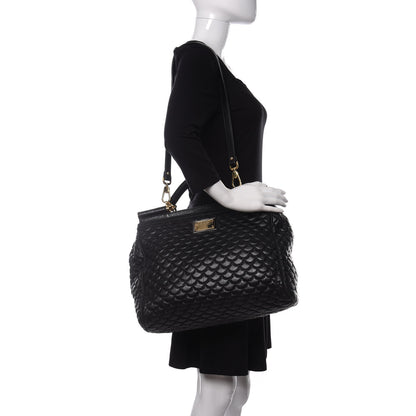 Dolce & Gabbana Calfskin Quilted Extra Large Miss Sicily Satchel Black 2 of 13