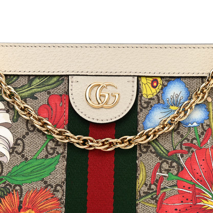 Gucci GG Supreme Monogram Flora Web Small Ophidia Chain Shoulder Bag White 9 of 11