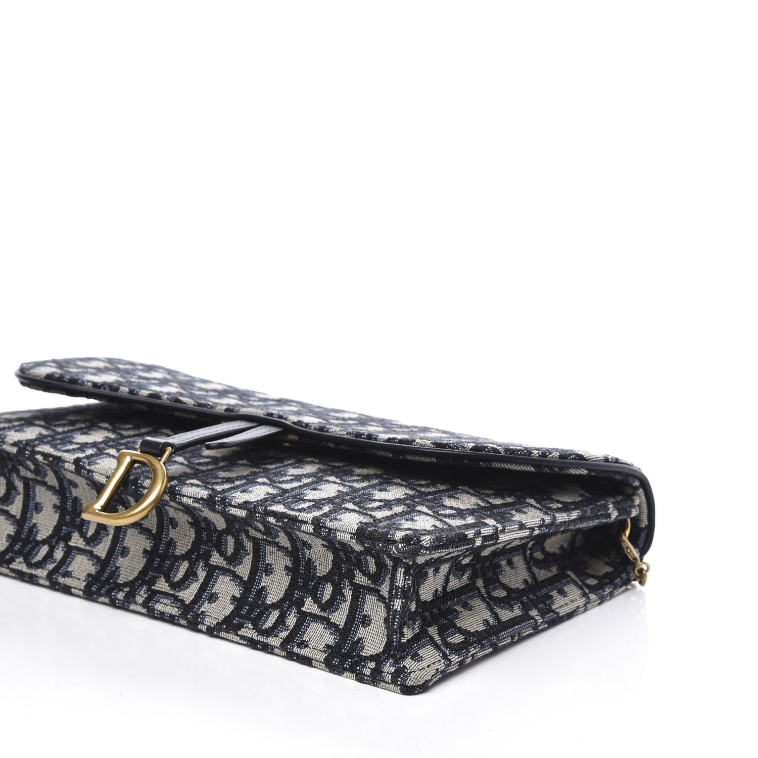 Christian Dior Oblique Saddle Chain Pouch Blue 6 of 9