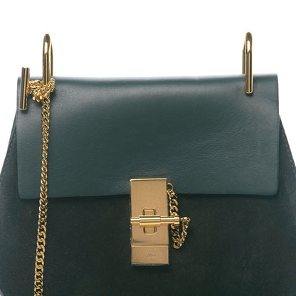 Chloe Suede Smooth Calfskin Drew Shoulder Bag Intense Green 11 of 11