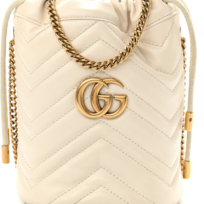 Gucci Calfskin Matelasse Mini GG Marmont 2.0 Bucket Bag White 8 of 10