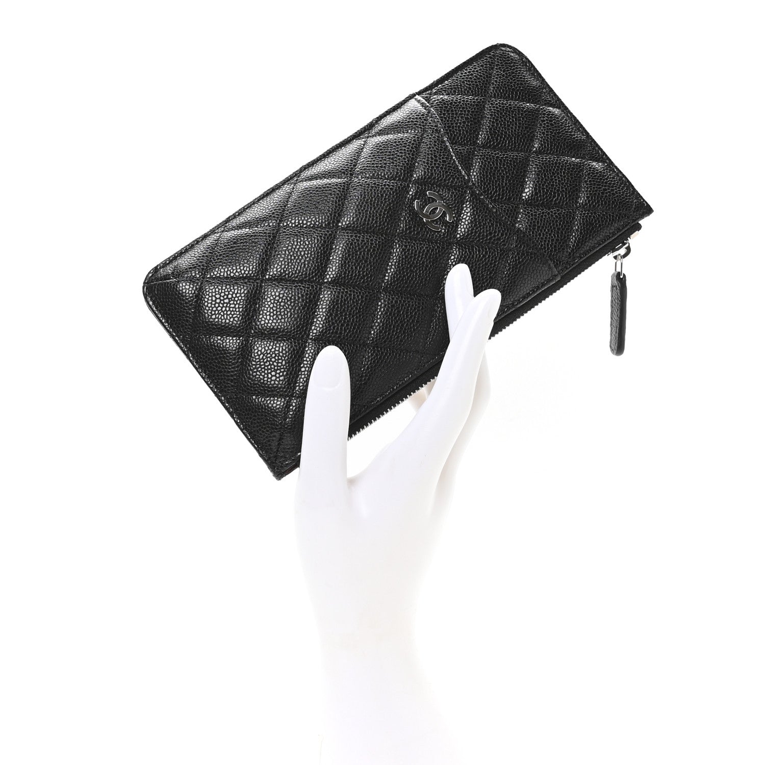 Chanel Caviar Quilted Classic Flat Wallet Pouch Black 2 of 8