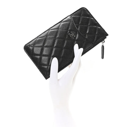 Chanel Caviar Quilted Classic Flat Wallet Pouch Black 2 of 8
