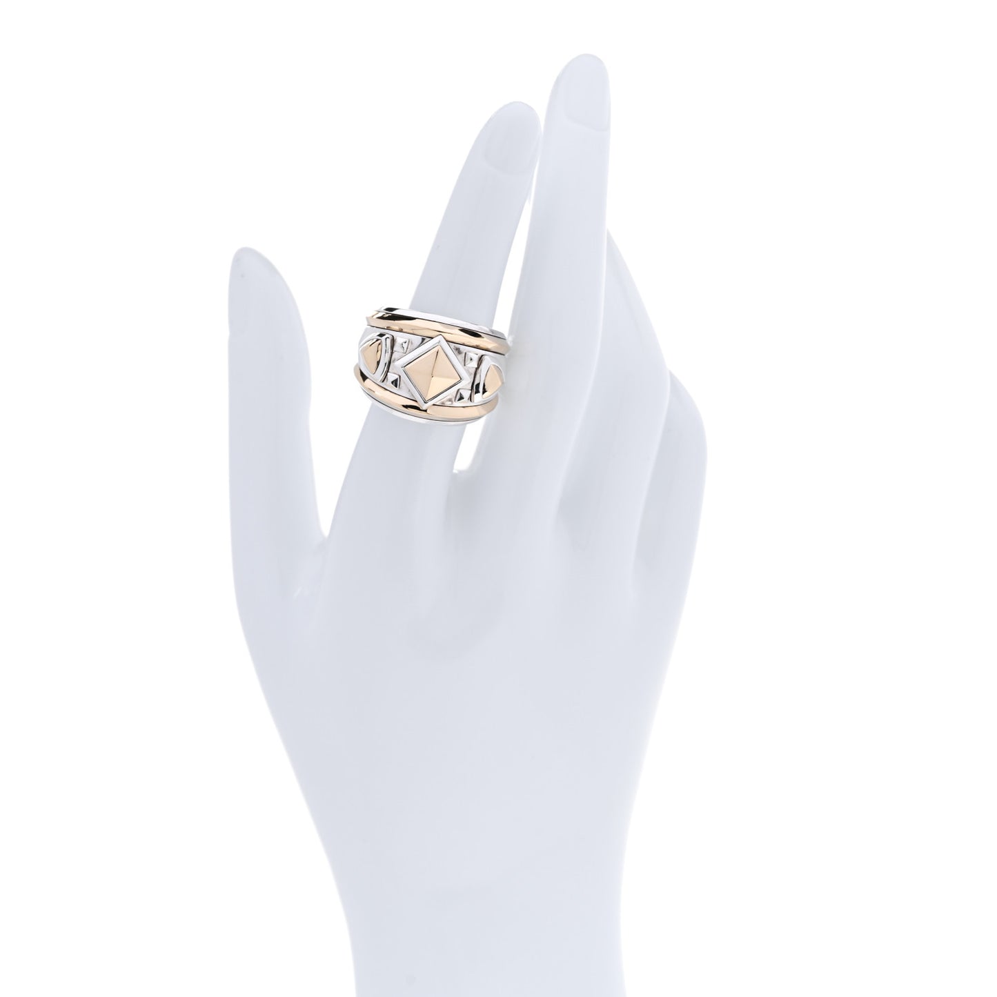 Sterling Silver 18K Yellow Gold Bold Renaissance Wide Ring 57 8