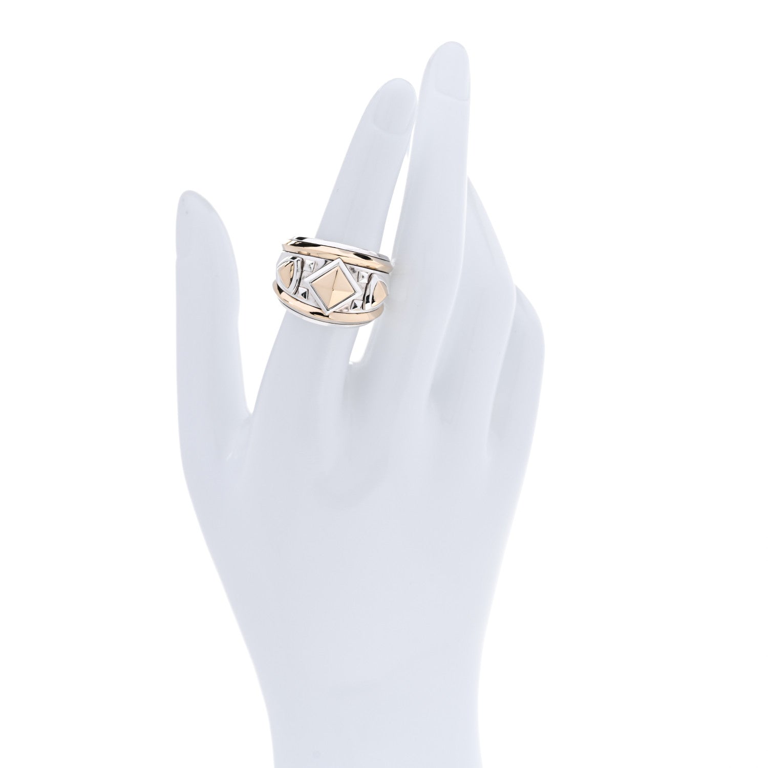 David Yurman Sterling Silver 18K Yellow Gold Bold Renaissance Wide Ring 57 8 2 of 6