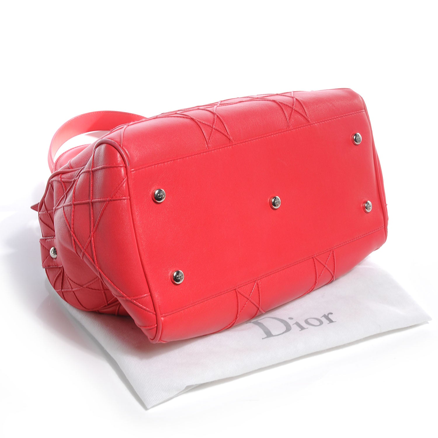 Christian Dior Lambskin Cannage Granville Polochon Geranium 4 of 9