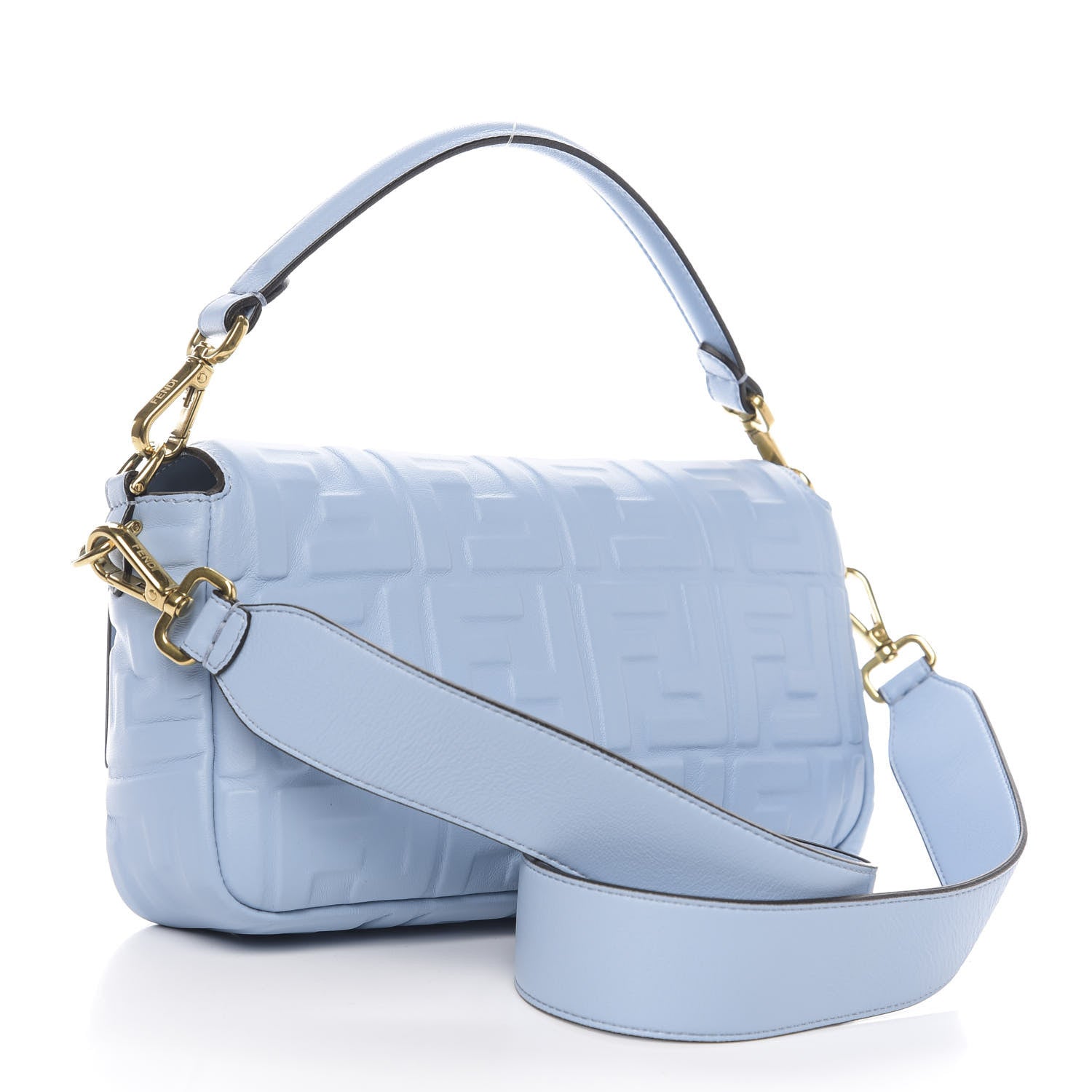 Fendi Nappa FF 1974 Embossed Baguette Azzurro Baby 2 of 9