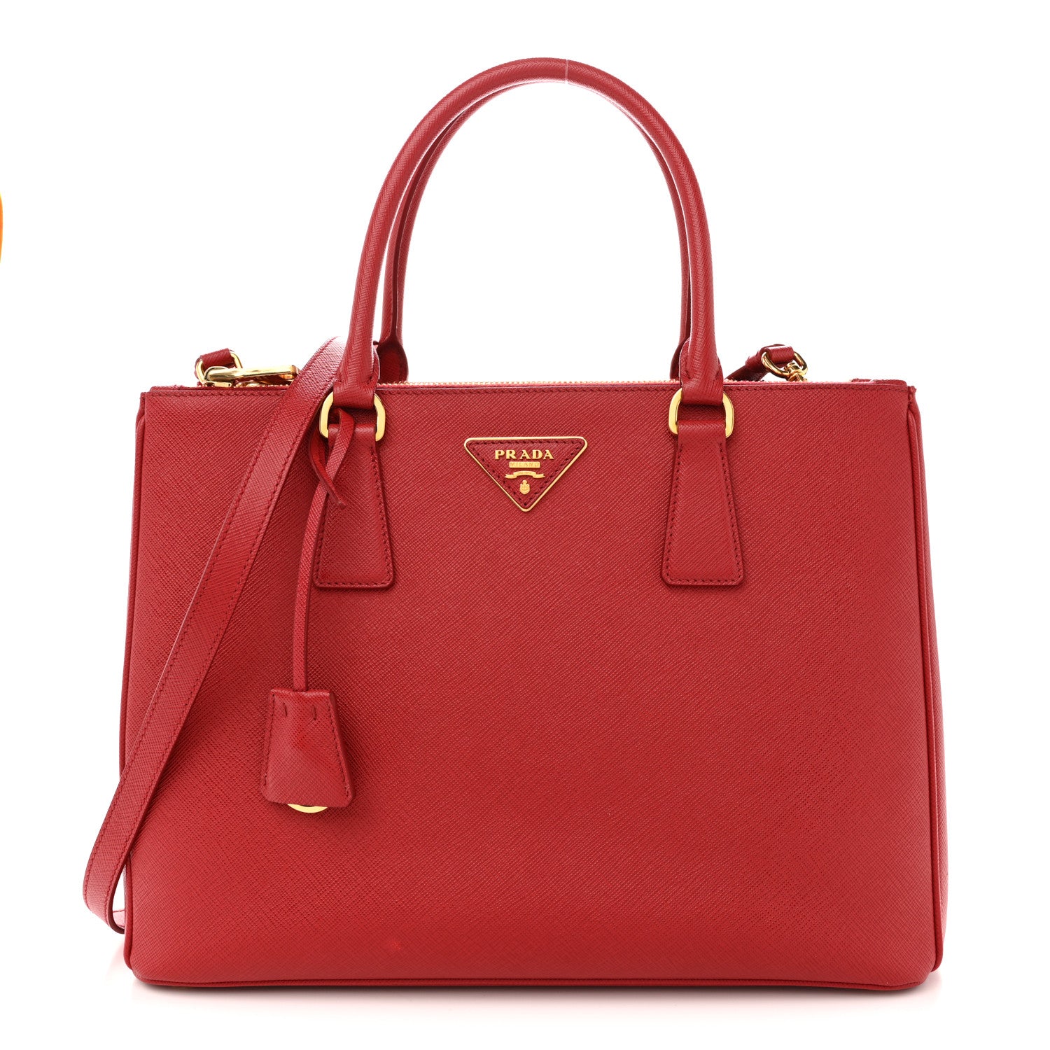 Prada Saffiano Lux Large Galleria Double Zip Tote Fuoco 1 of 14