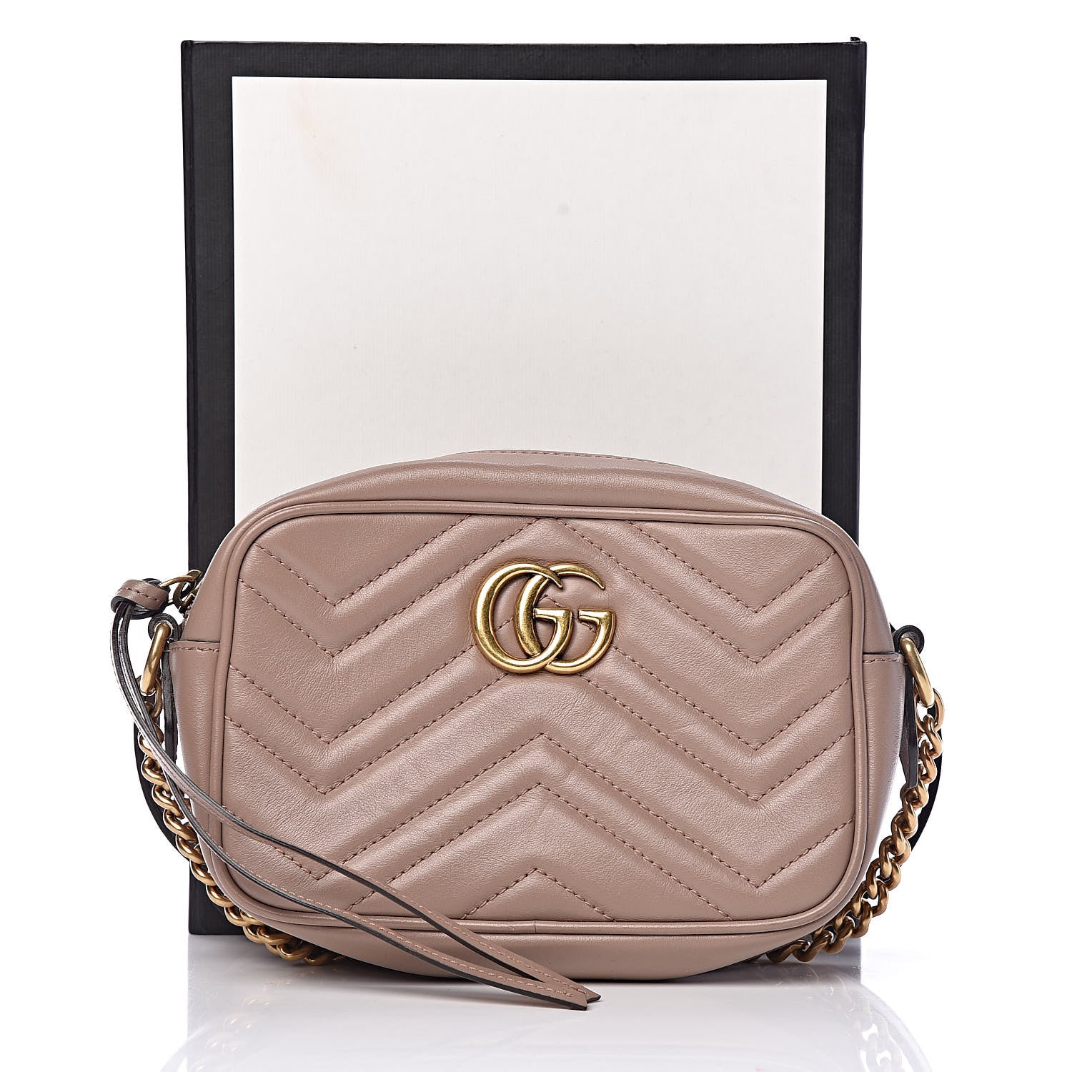 Gucci Calfskin Matelasse Mini GG Marmont Chain Shoulder Bag Porcelain Rose 11 of 11