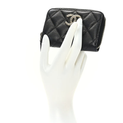 Chanel Caviar Quilted Perforated CC Zip Coin Purse Black 2 of 8