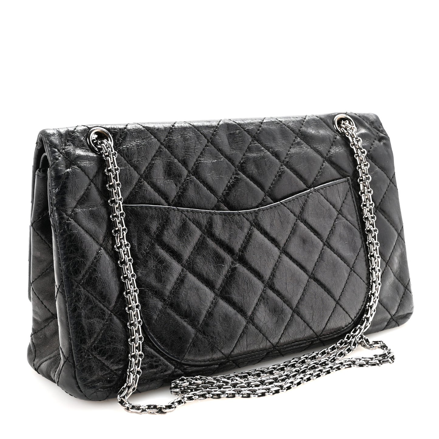 Aged Calfskin Quilted 2.55 Reissue 227 Flap Black