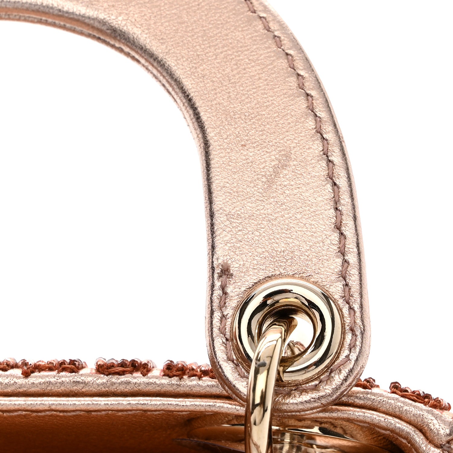 Christian Dior Lambskin Cannage Beaded Embroidery Micro Lady Dior Rose Gold 11 of 11