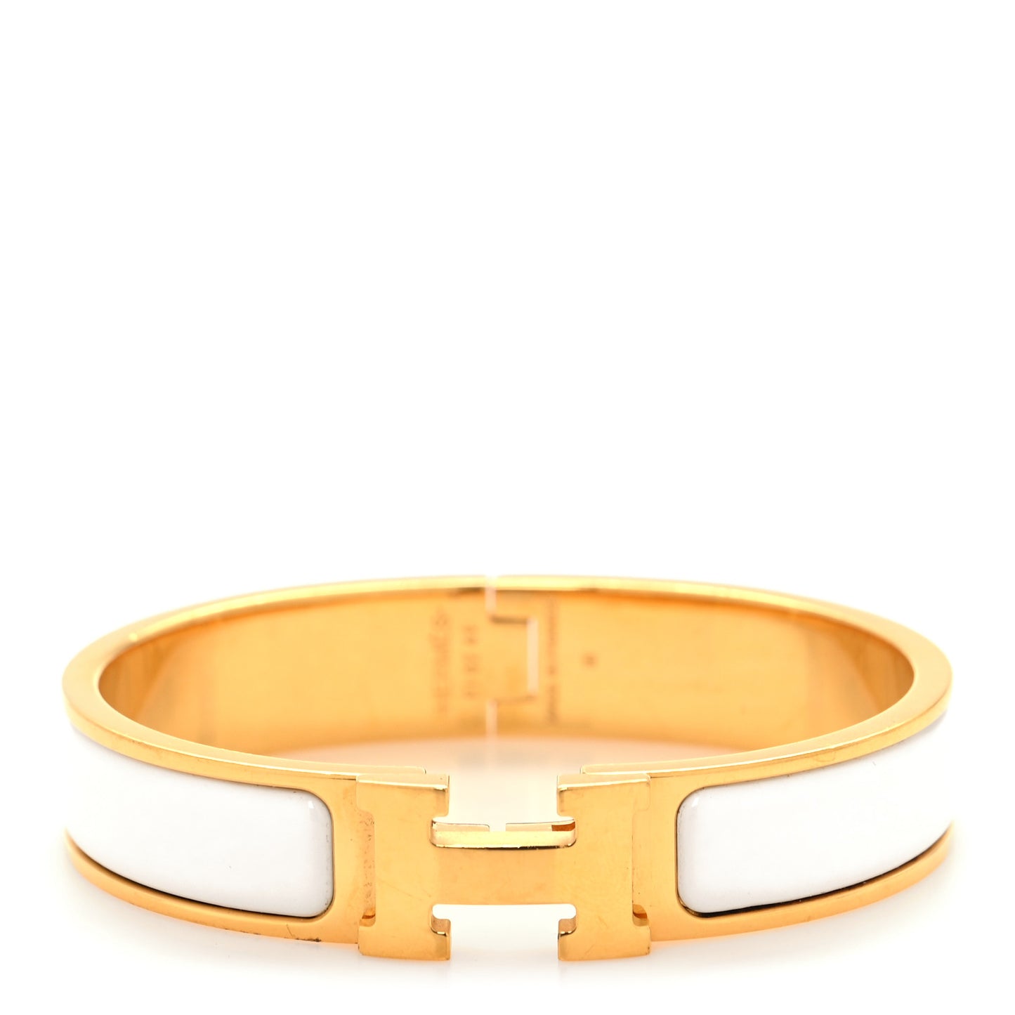 Enamel Narrow Clic Clac H Bracelet PM White