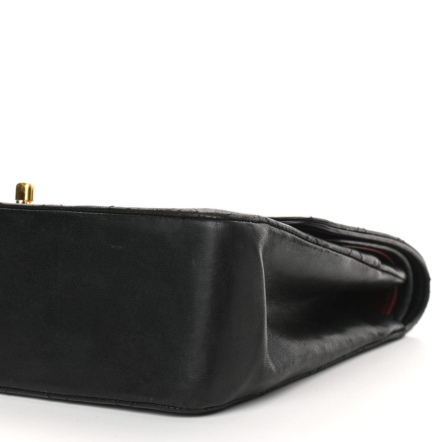 Lambskin Quilted Medium Double Flap Black