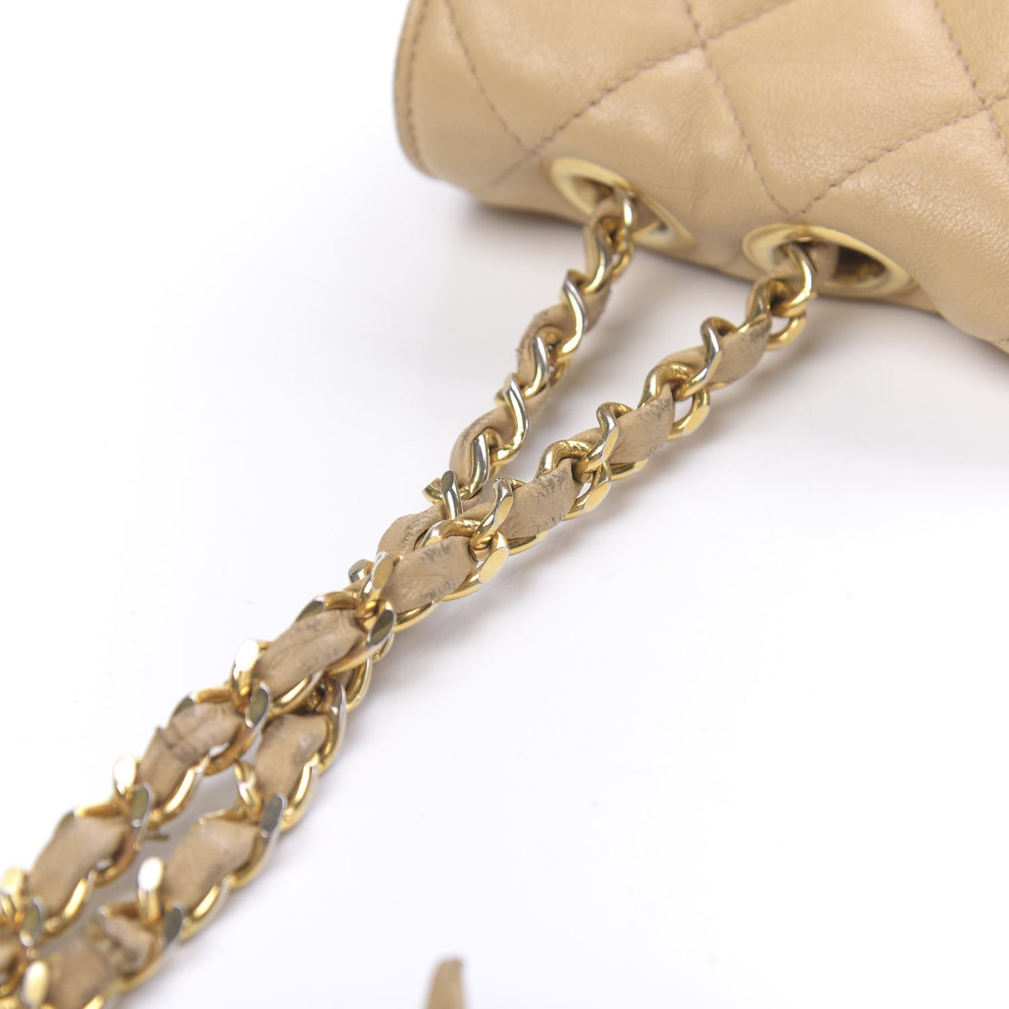 Lambskin Quilted Jumbo Single Flap Beige