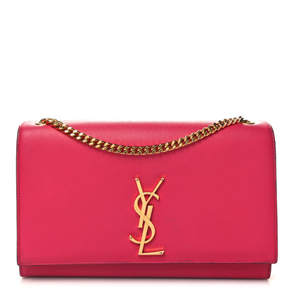Saint Laurent Grain De Poudre Medium Monogram Kate Satchel Lipstick Fuchsia 1 of 13
