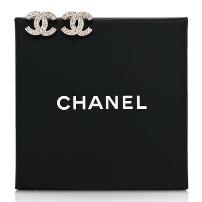 Chanel Crystal Mini Timeless CC Earrings Silver 3 of 5
