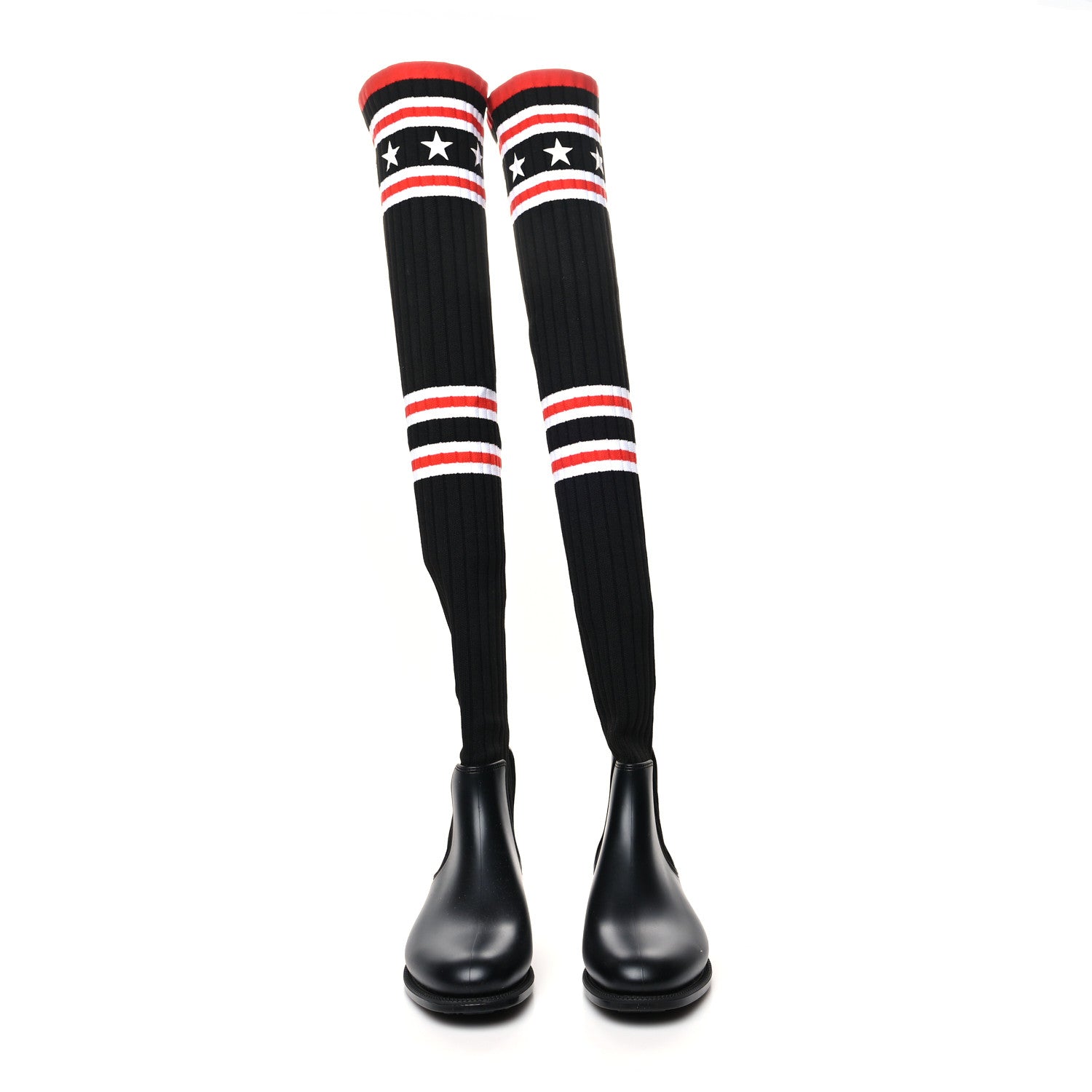 Givenchy Knit Rubber Storm Over The Knee Boots 37 Black 2 of 6