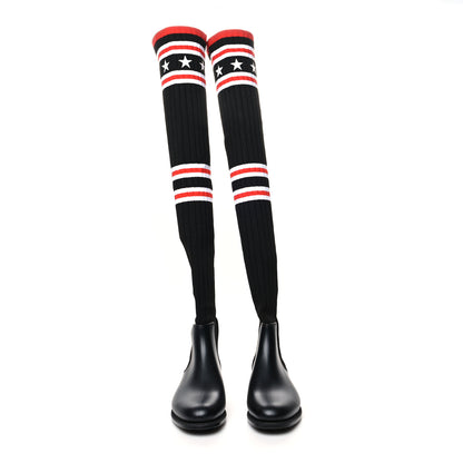 Givenchy Knit Rubber Storm Over The Knee Boots 37 Black 2 of 6