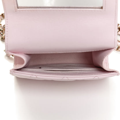Chanel Lambskin Quilted Top Handle Clutch With Chain Light Pink 5 of 14