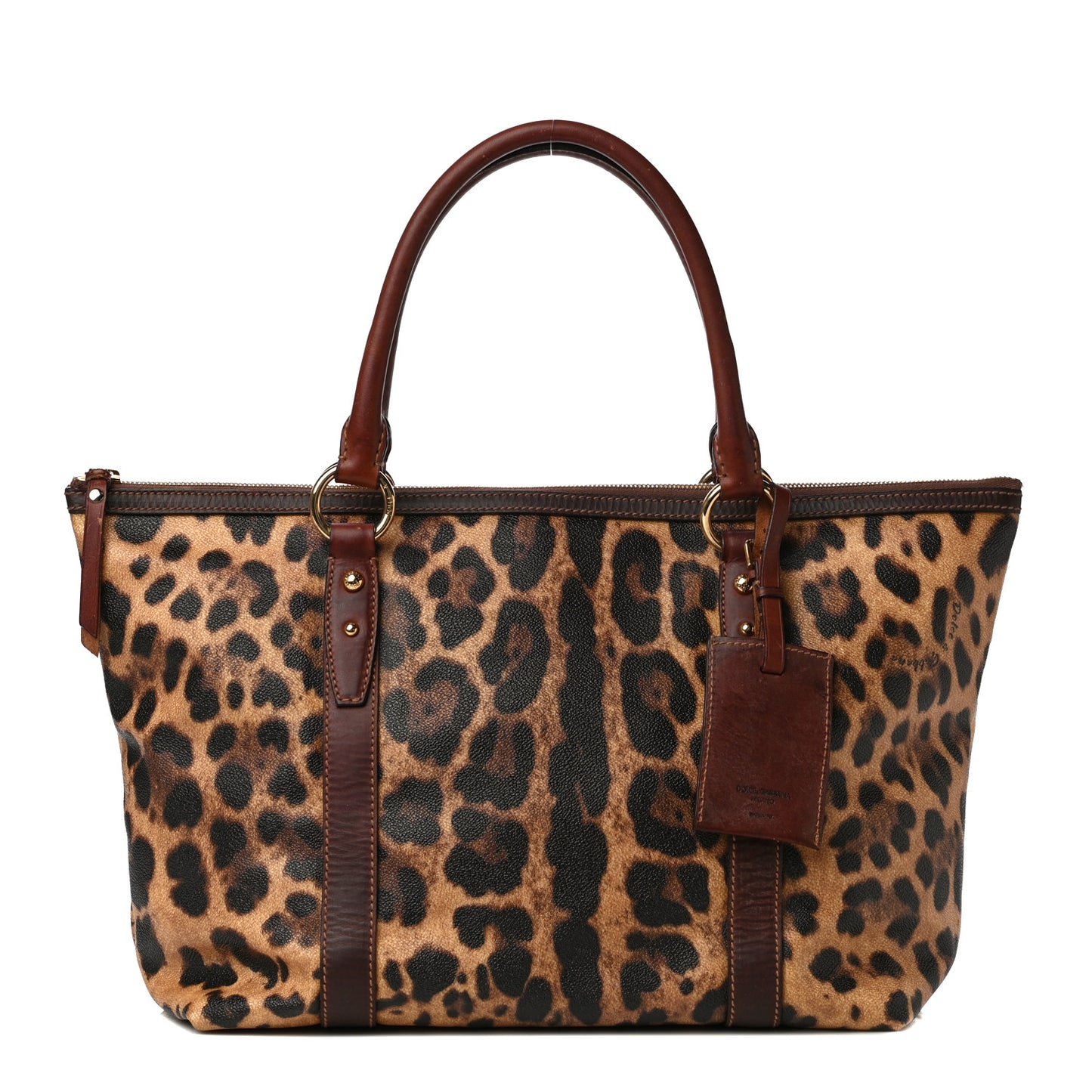 Coated Canvas Leopard Print Tote