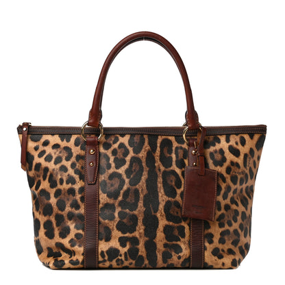 Dolce & Gabbana Coated Canvas Leopard Print Tote 1 of 15