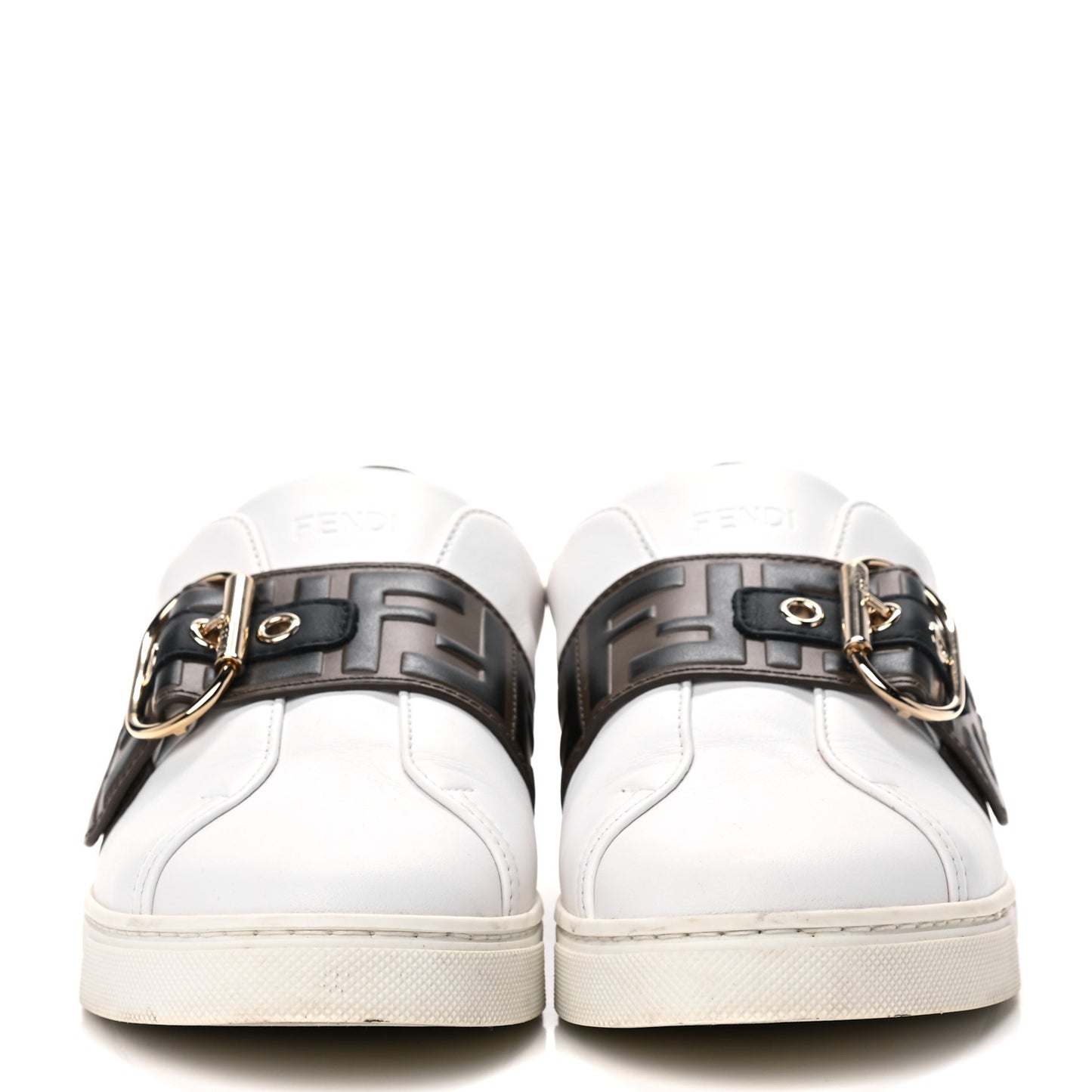 Vitello FF Embossed Womens Slip On Sneakers 38.5 Ultra White Maya Black