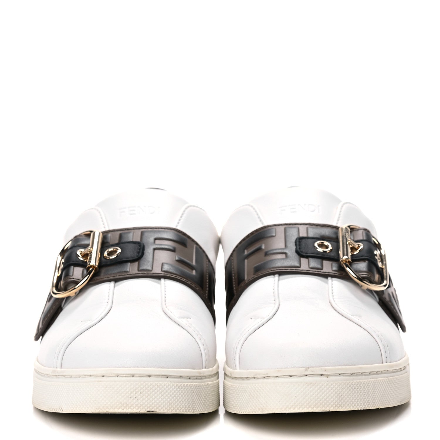 Fendi Vitello FF Embossed Womens Slip On Sneakers 38.5 Ultra White Maya Black 2 of 13