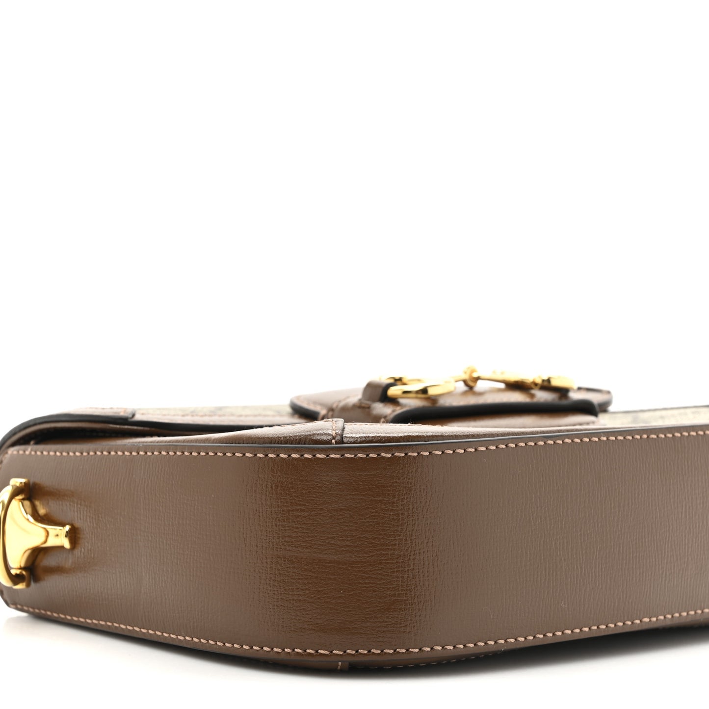 GG Supreme Monogram Web Mini Horsebit 1955 Shoulder Bag Beige Brown Sugar