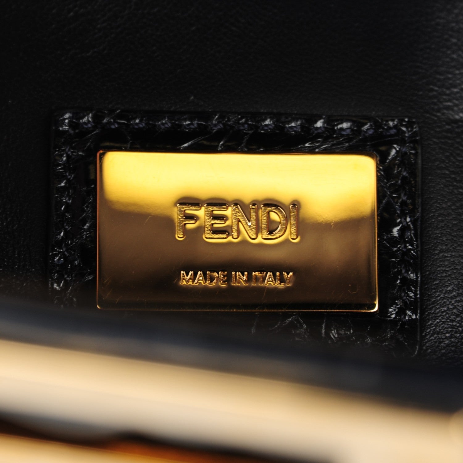 Fendi Shiny Crocodile Shiny Nappa Medium Peekaboo Iconic Satchel Dark Blue 6 of 8
