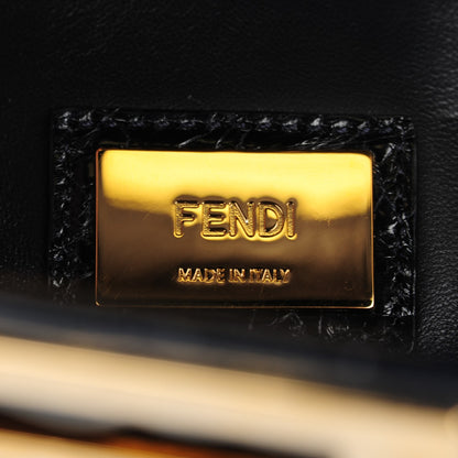 Fendi Shiny Crocodile Shiny Nappa Medium Peekaboo Iconic Satchel Dark Blue 6 of 8