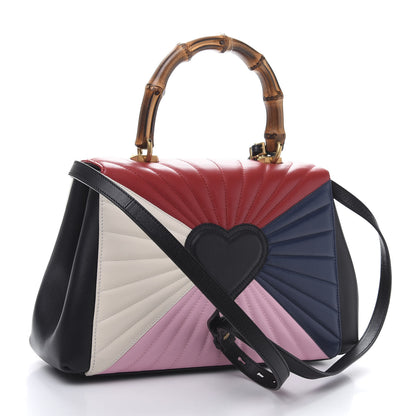 Gucci Calfskin Bamboo Trapuntata Queen Margaret Top Handle Bag Blue Agata Hibiscus Red Mystic White Sugar Pink 3 of 13