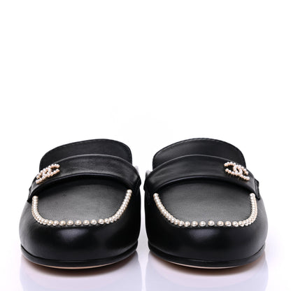 Chanel Calfskin Pearl CC Mules 37 Black 2 of 12
