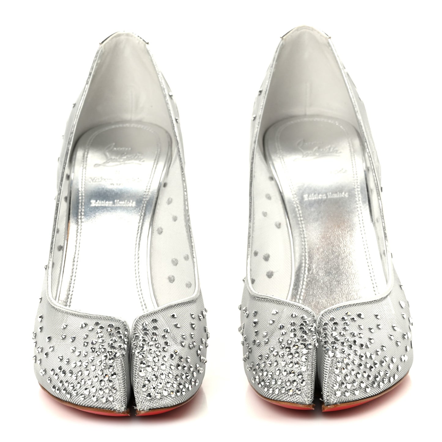 X MAISON MARGIELA Rete Glitter Specchio Bridiela Una Strass Tabi Pumps 39.5 Silver