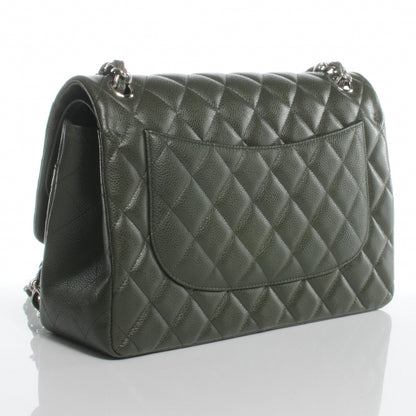 Chanel Caviar Jumbo Double Flap Dark Green 3 of 8