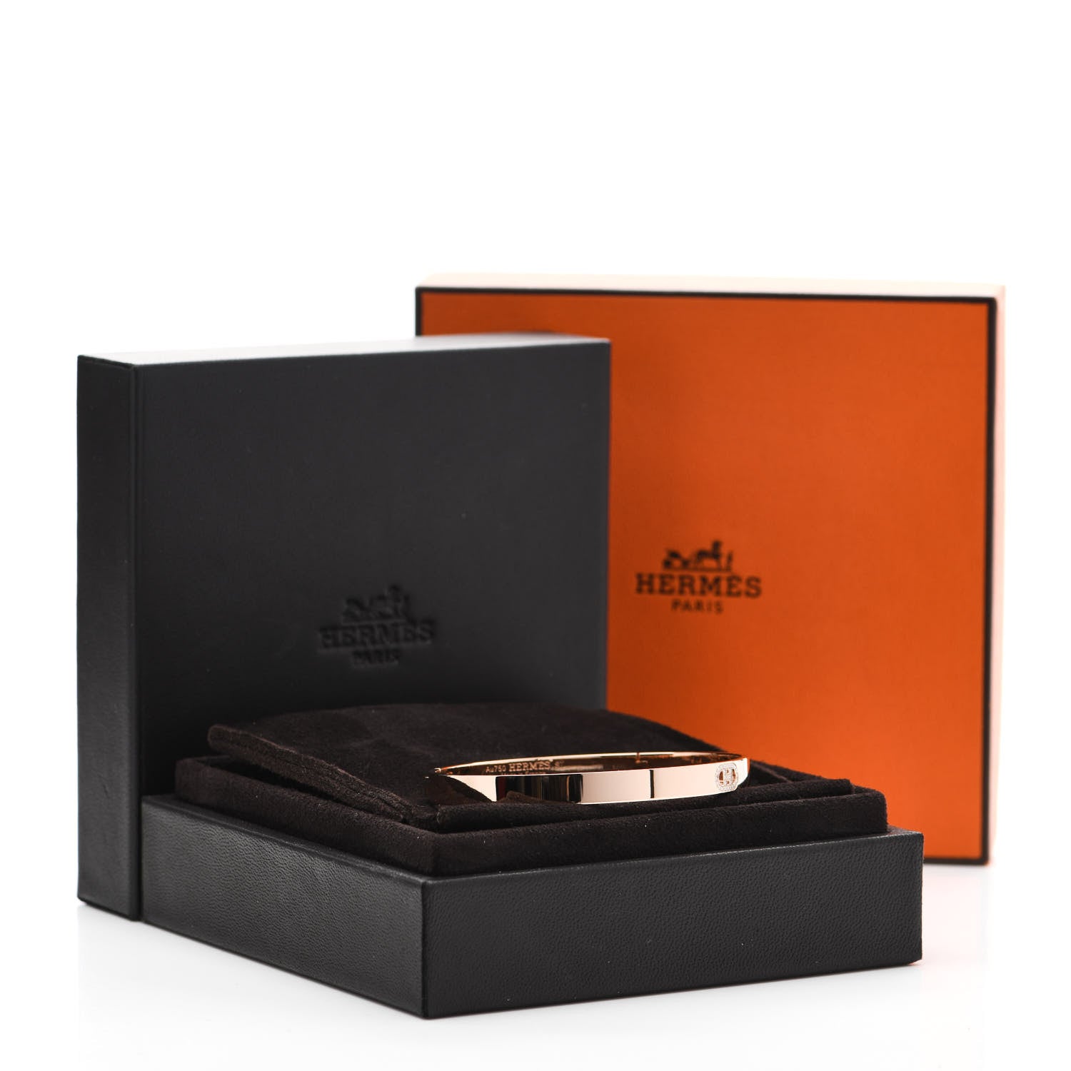 Hermes 18K Rose Gold Diamond PM H D'Ancre Bracelet ST 4 of 4