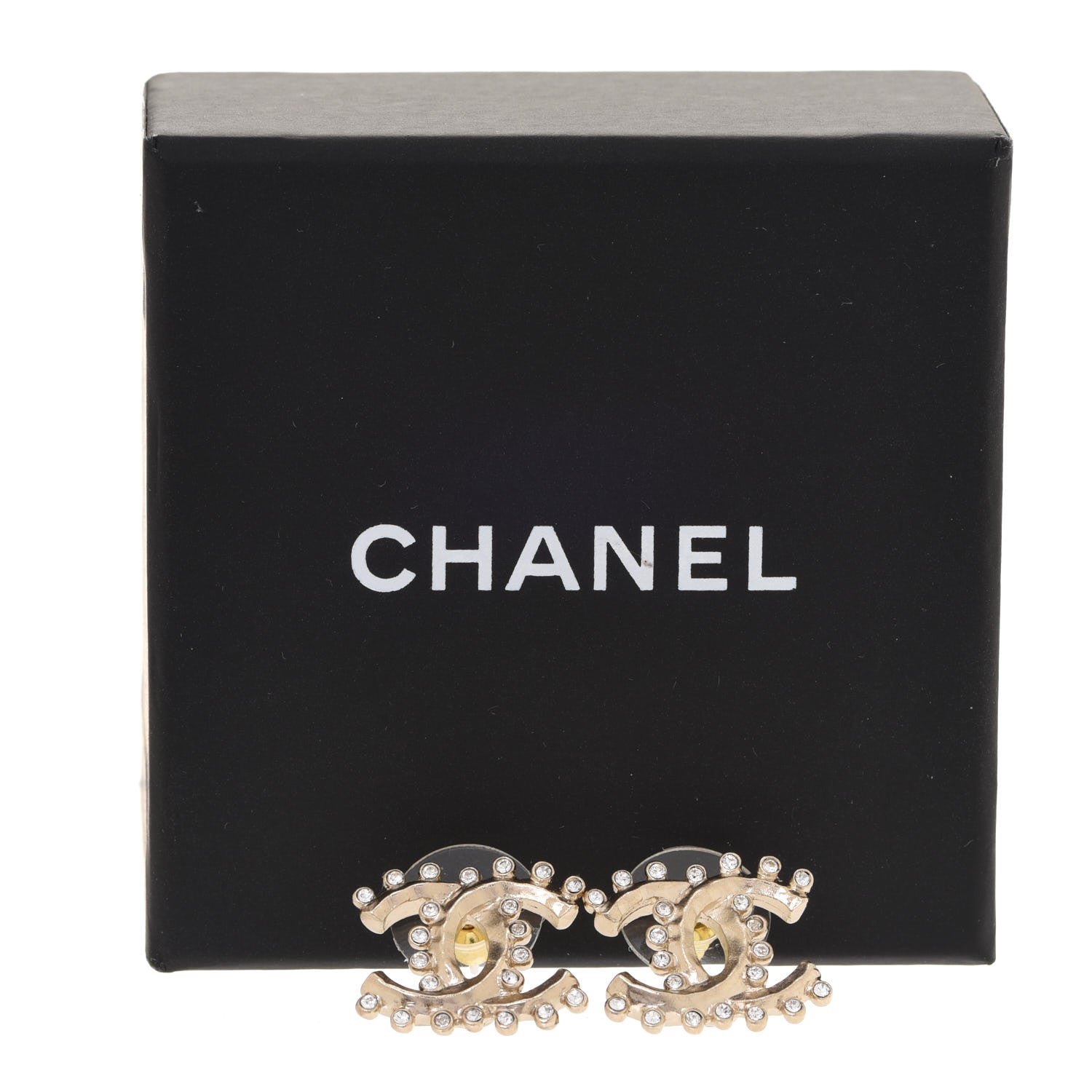 Chanel Crystal CC Earrings Gold 5 of 5