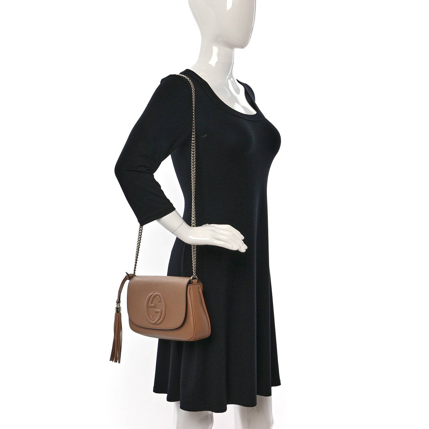 Pebbled Calfskin Medium Soho Flap Crossbody Camelia
