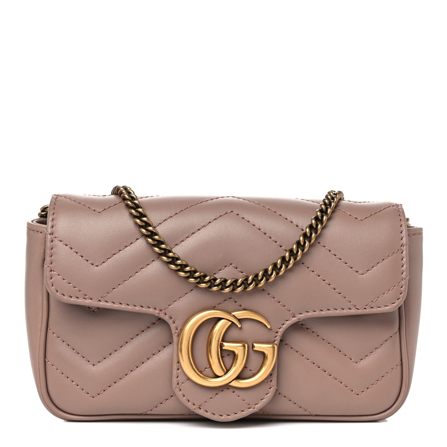 Calfskin Matelasse Super Mini GG Marmont Shoulder Bag Porcelain Rose