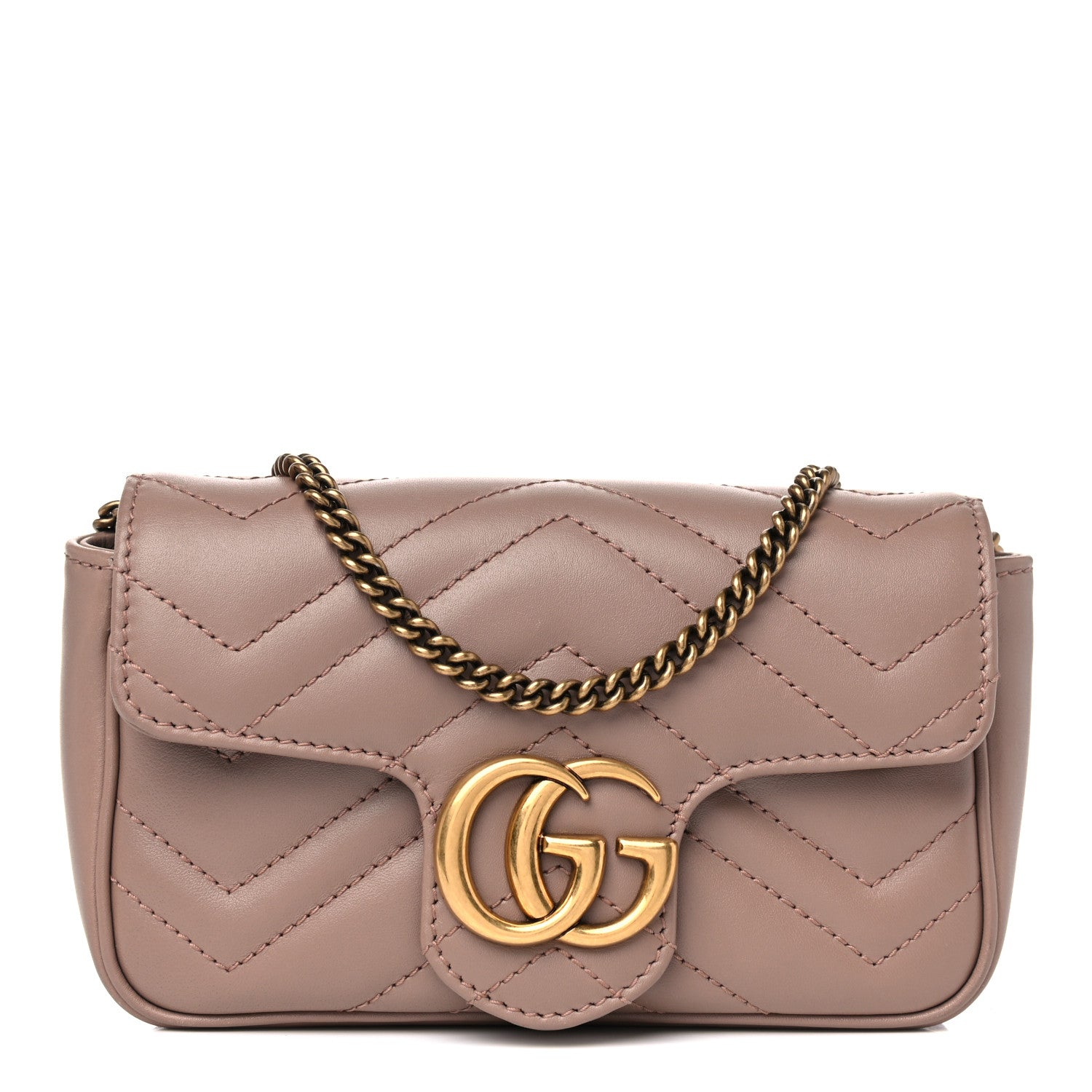 Gucci Calfskin Matelasse Super Mini GG Marmont Shoulder Bag Porcelain Rose 1 of 11