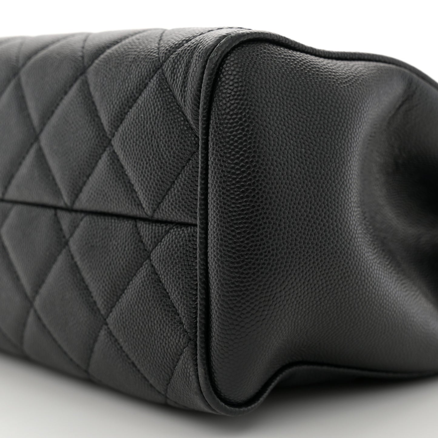 Caviar Quilted In Out Flap Shopping Tote Black