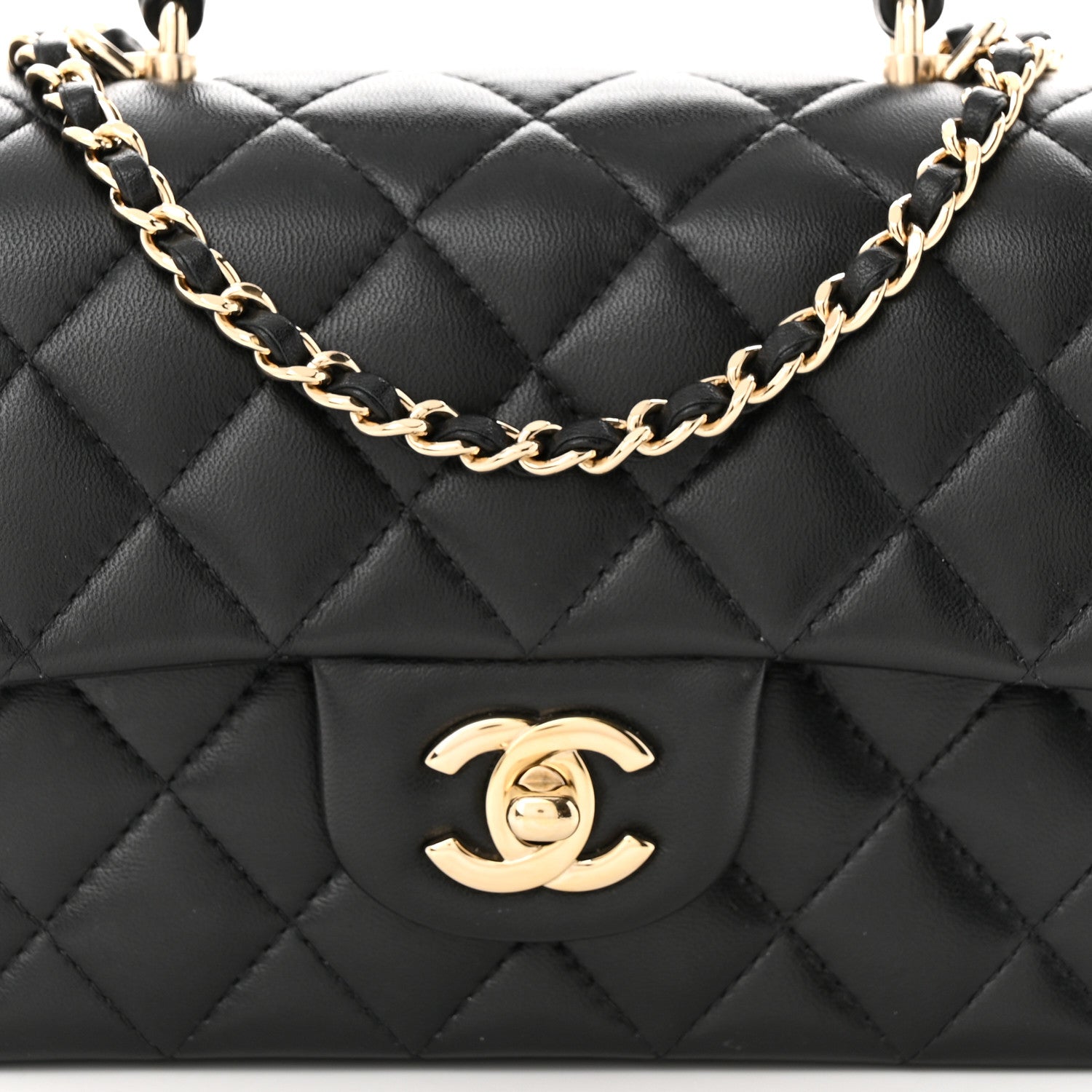 Chanel Lambskin Quilted Mini Top Handle Rectangular Flap Black 8 of 11
