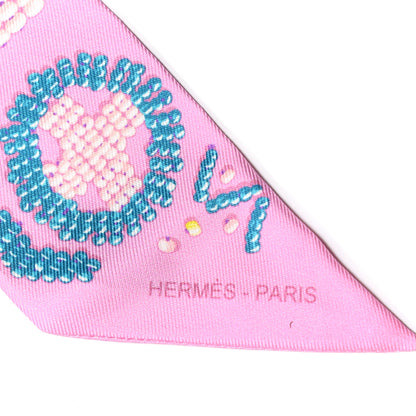 Hermes Silk Kelly En Perles Twilly Rose Bonbon Canard 5 of 5